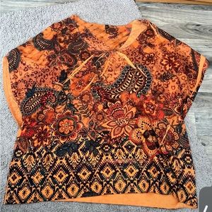 Orange floral blouse size 1X